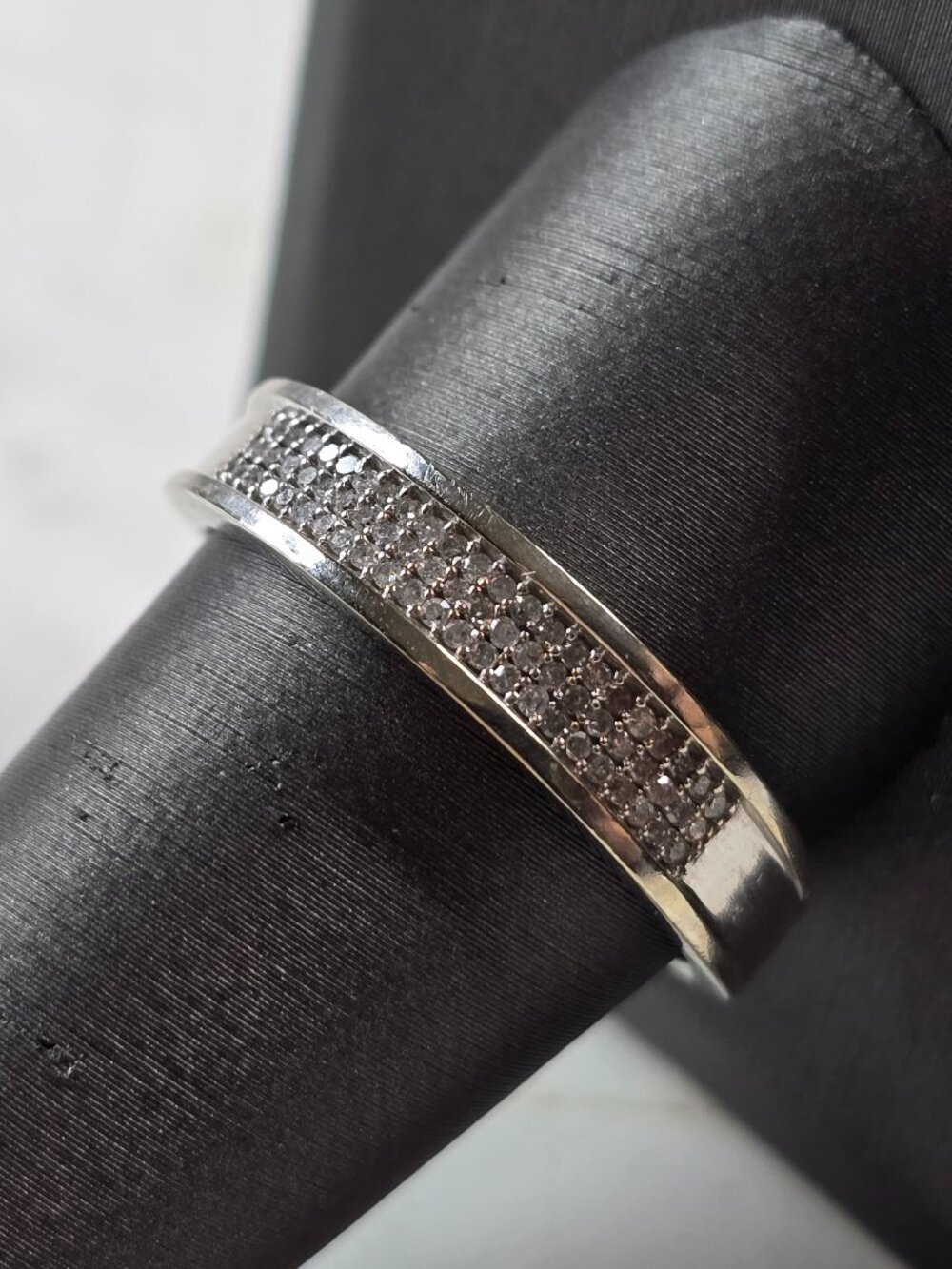 Mens Vintage Estate 10k White Gold Diamond Ring 3.4g #E5743
